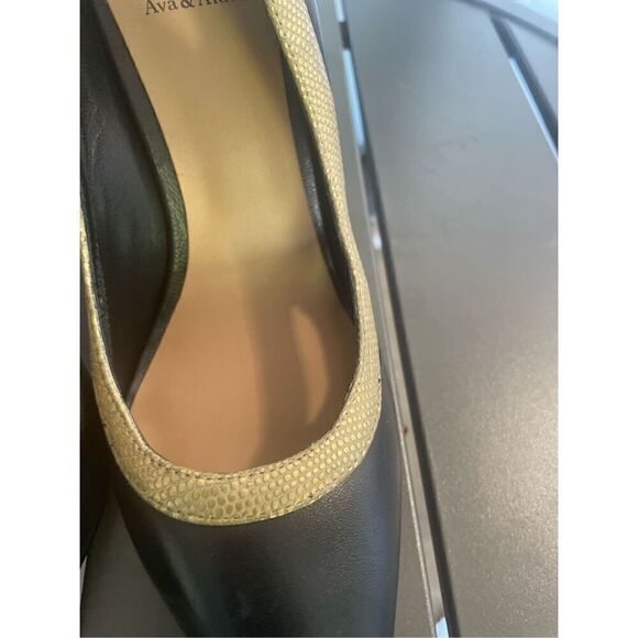 NWOB Ava&Aiden Black/ Gold Leather Pumps/ Stilletos Size 8.5 - Picture 15 of 16
